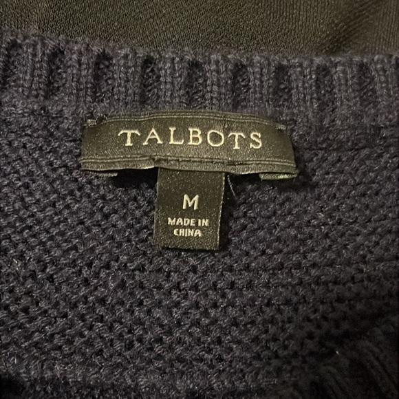Talbots Navy Crewneck Sweater Size Medium - Picture 3 of 5